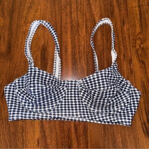 Vintage 90s Express Tricot Navy White Gingham Underwire Bra Large